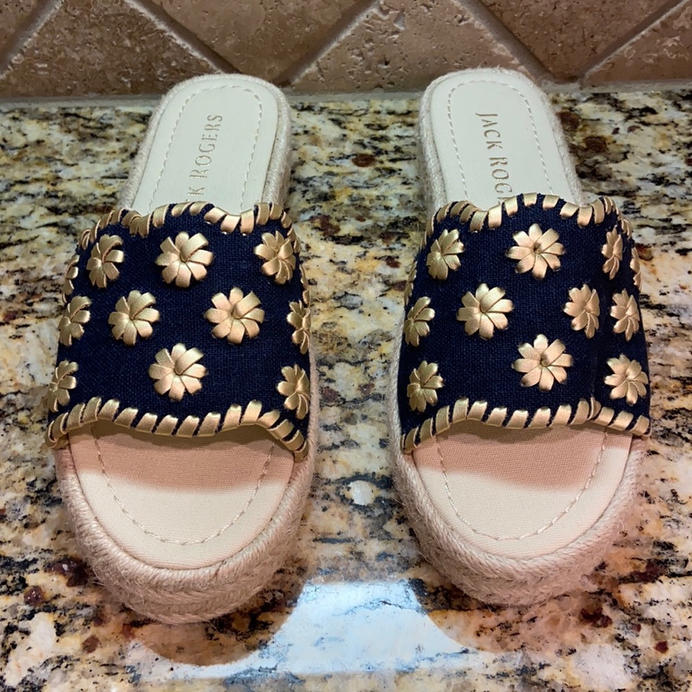 Jack Rogers Palmer Slide Espadrille Platform Sandals New W/O Tag Size 6.5